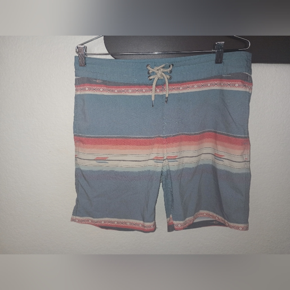 Faherty Striped Mid-Length Swim Shorts Size 32